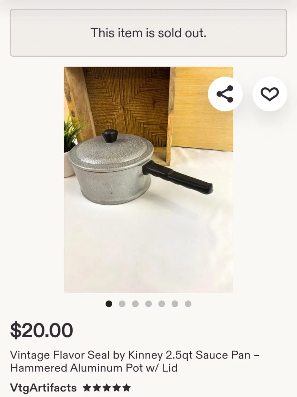 Vintage Flavor Seal by Kinney 2.5qt Sauce Pan - Hammered Aluminum Pot w/ Lid